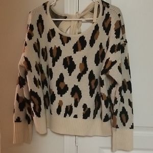 Open Back Leopard Print Sweater